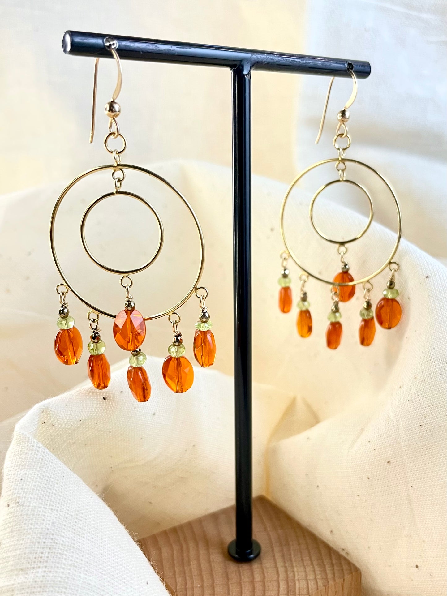 Arete Patente Cristal Naranja