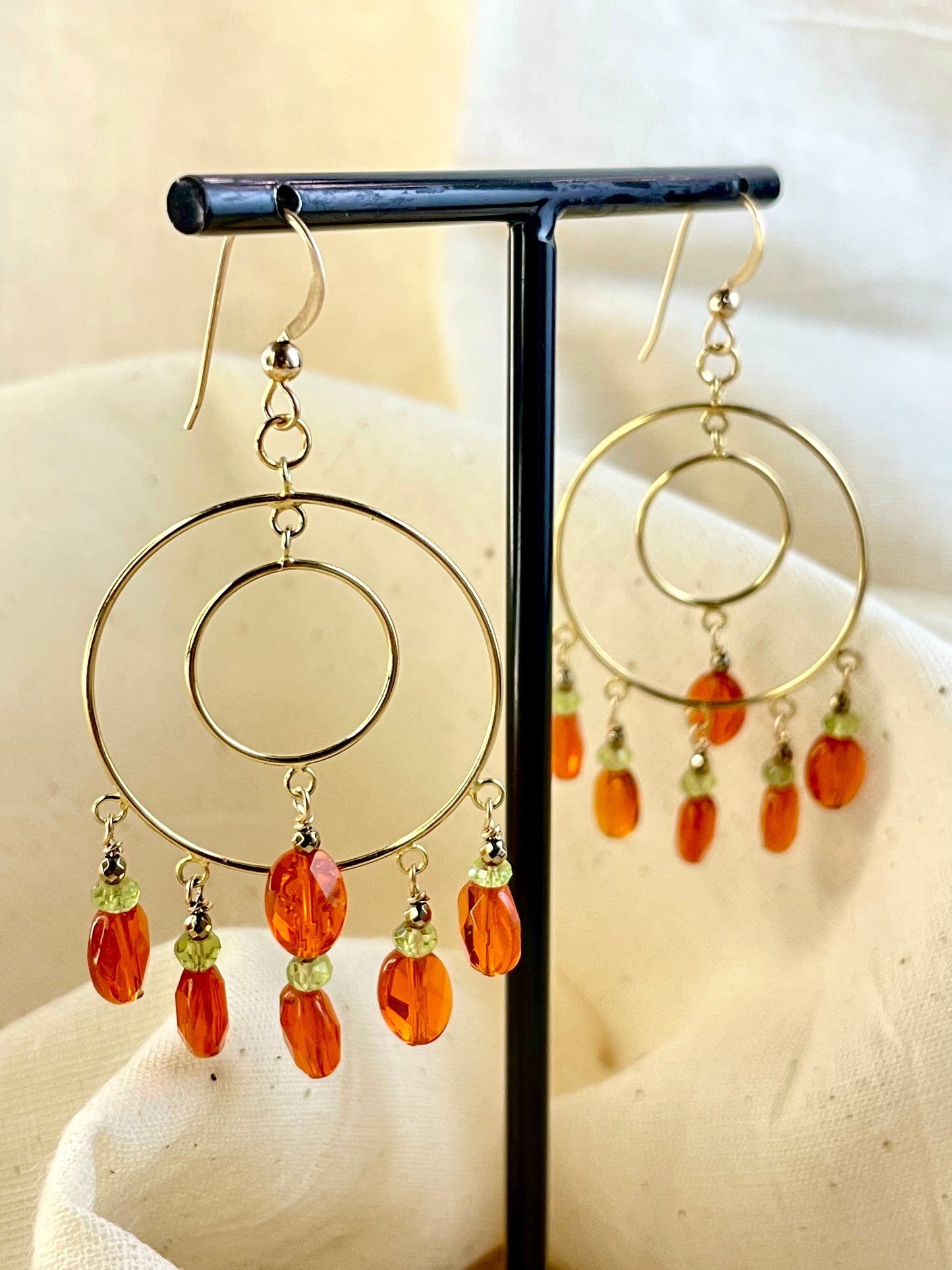 Arete Patente Cristal Naranja