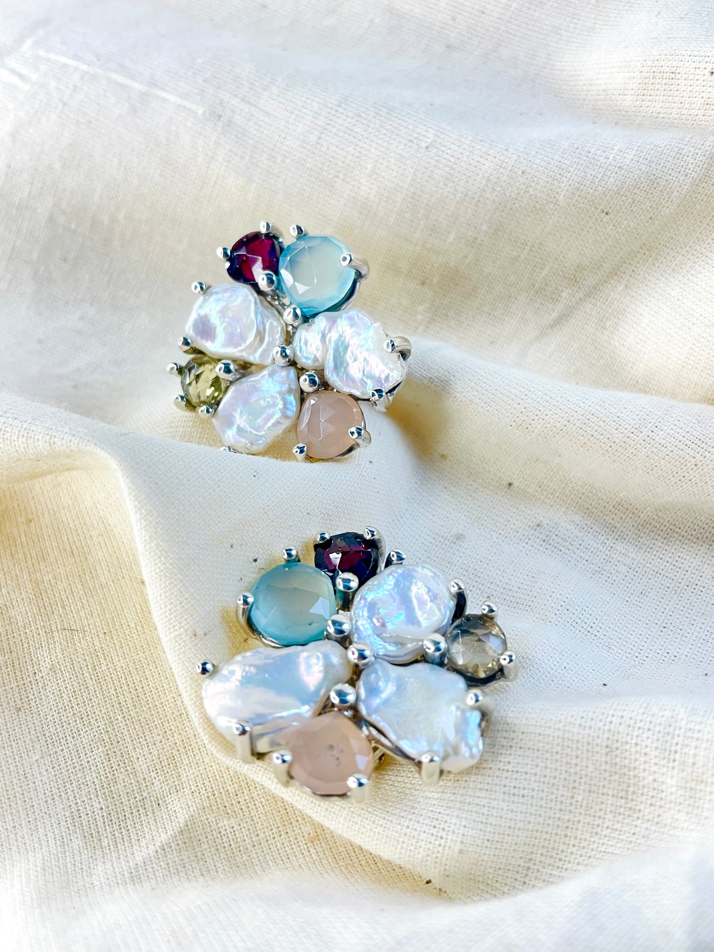 Arete Omega Perla Piedras