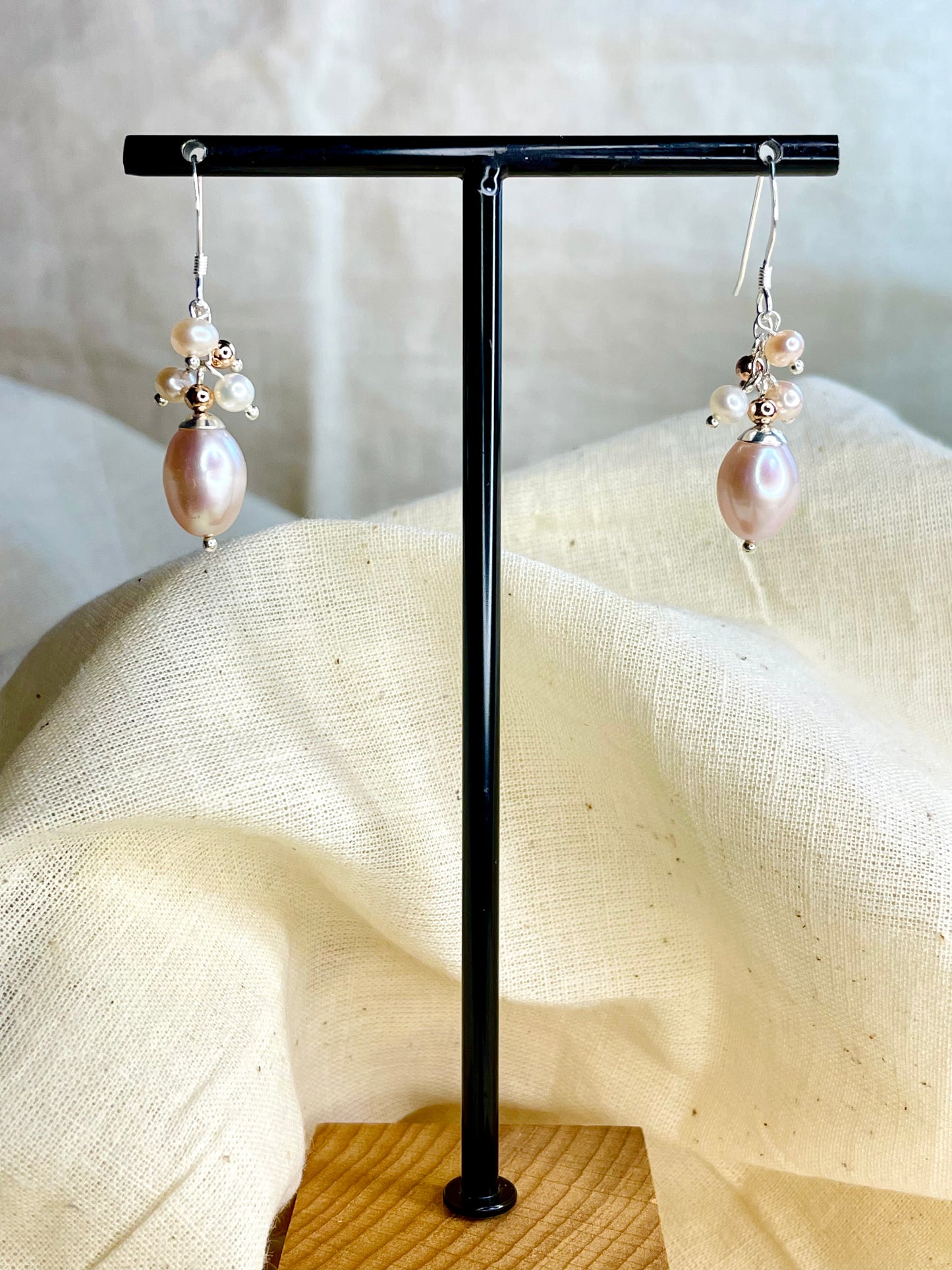 Arete Patente Perlas Peach