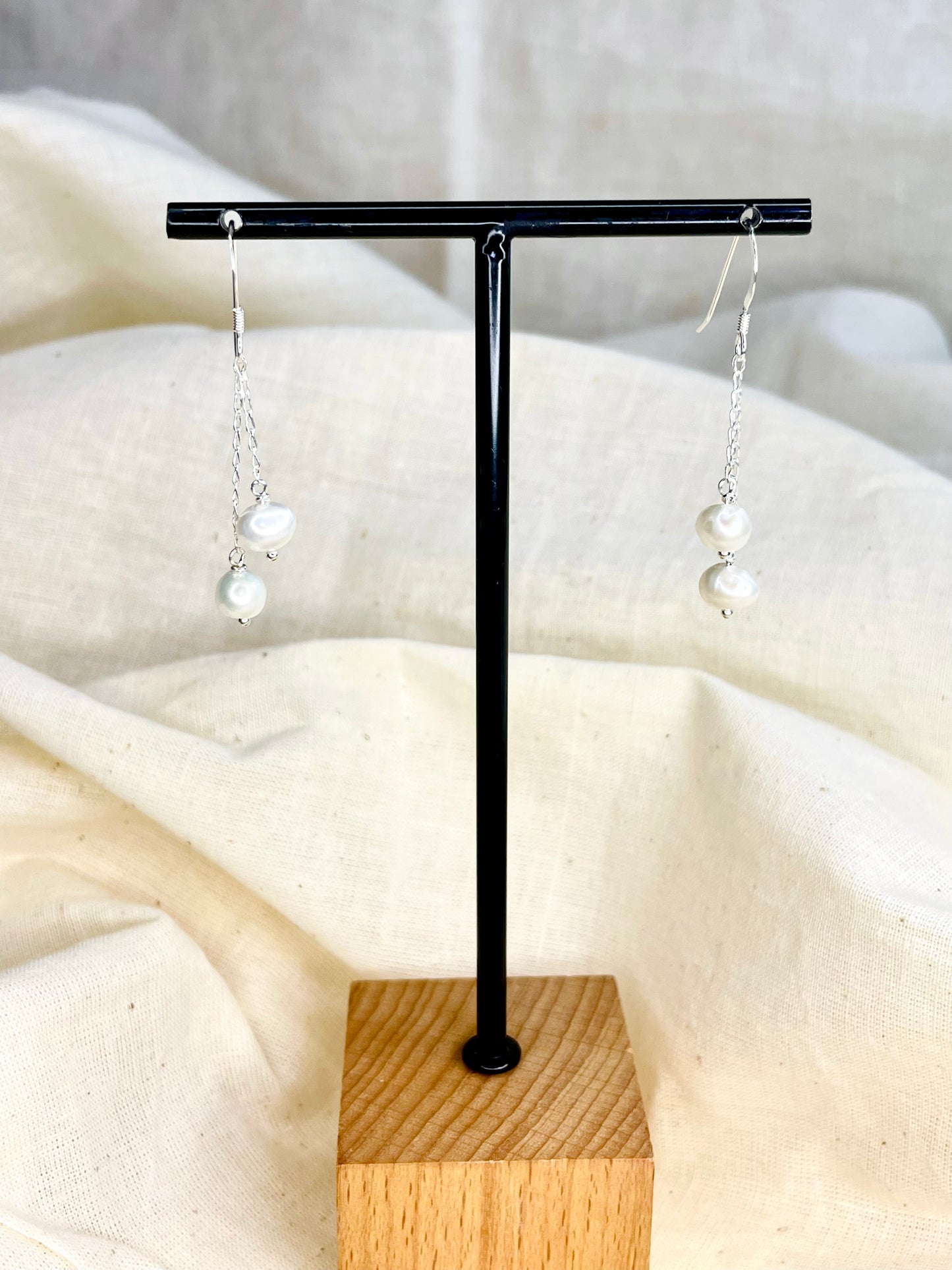Arete Patente Perlas Blancas