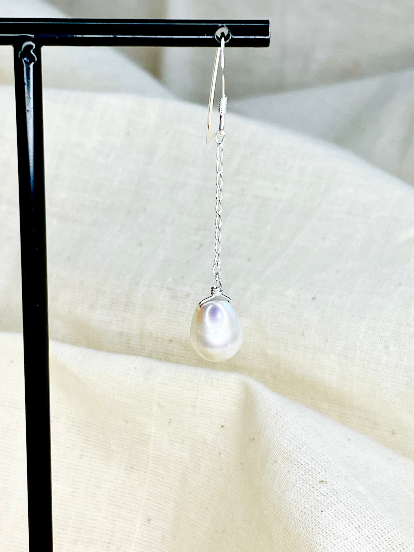 Arete Patente Perla Blanca