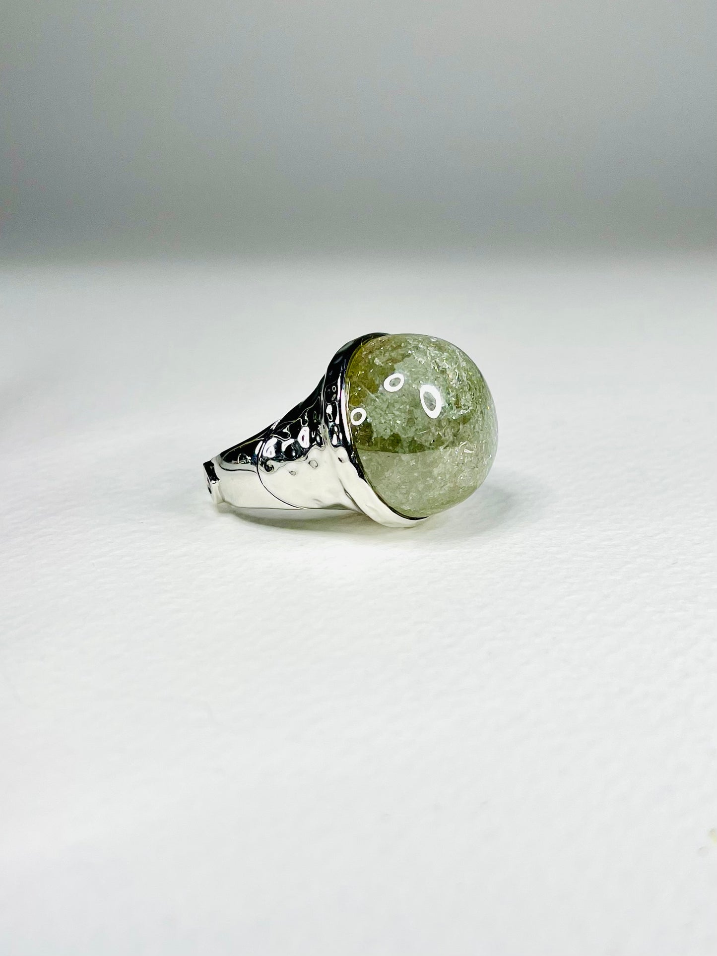 Anillo Zircón Craquelado Verde