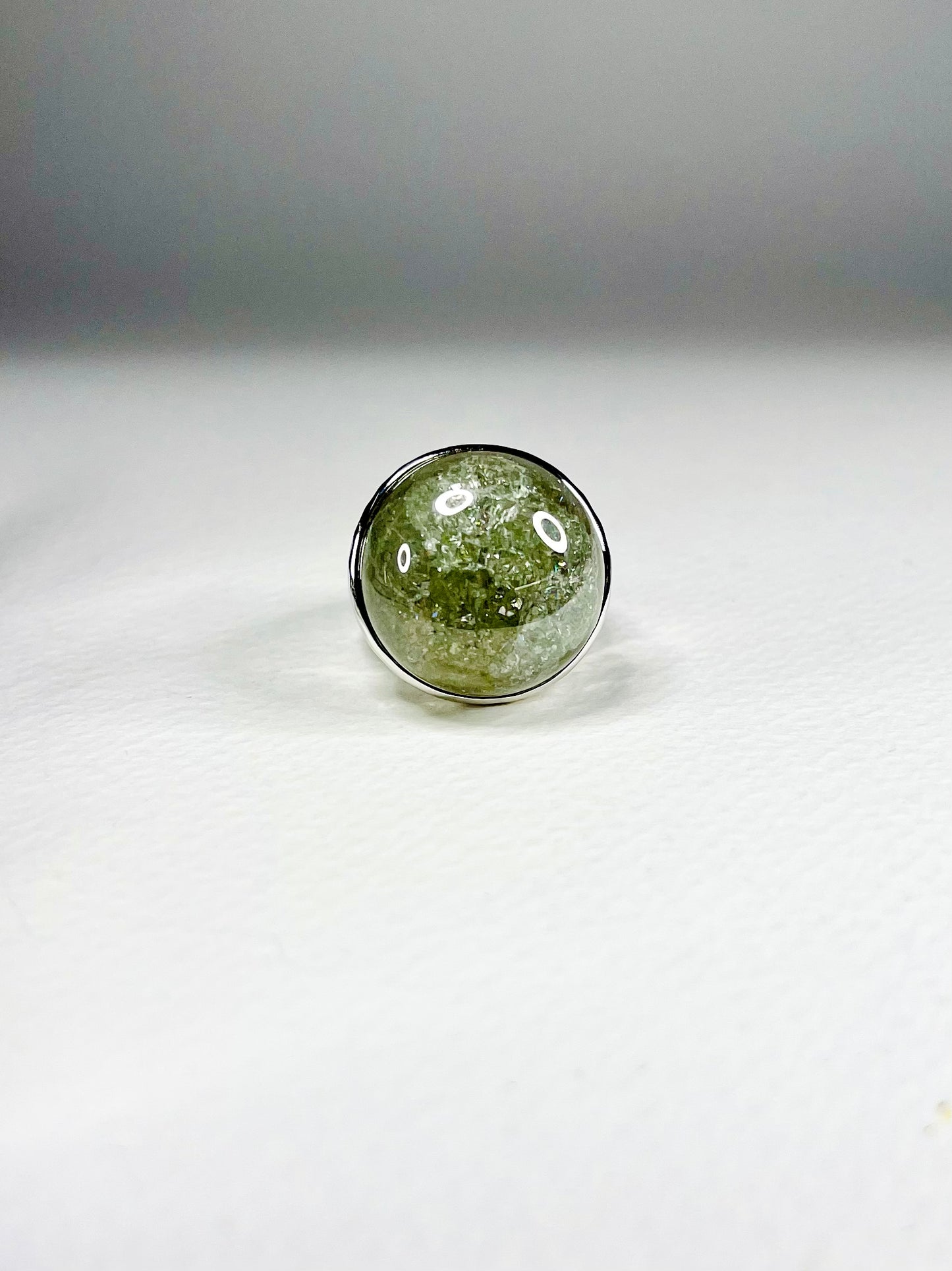 Anillo Zircón Craquelado Verde