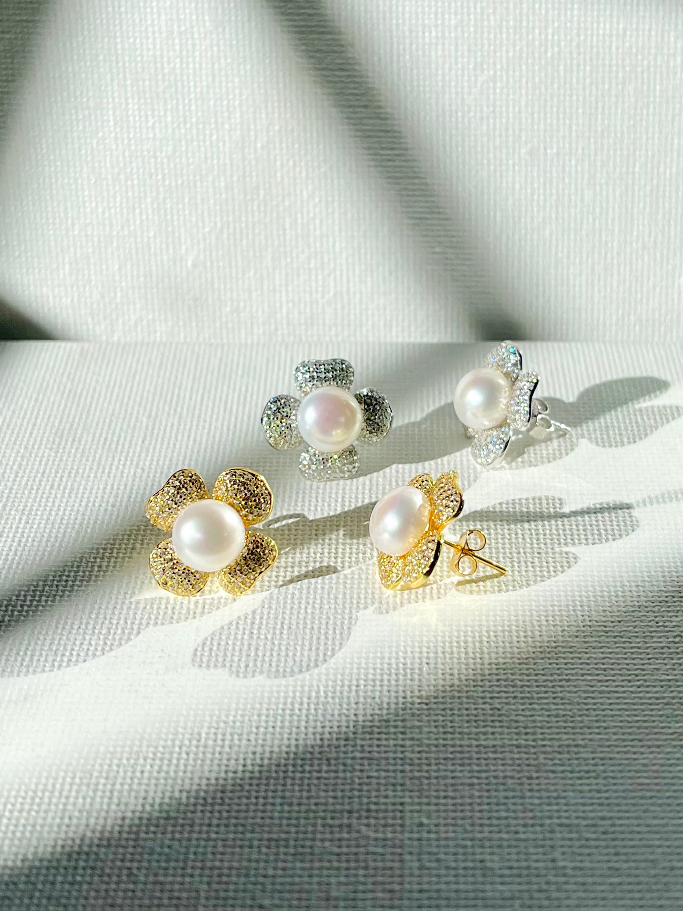 Arete Perla Zirconias Flor