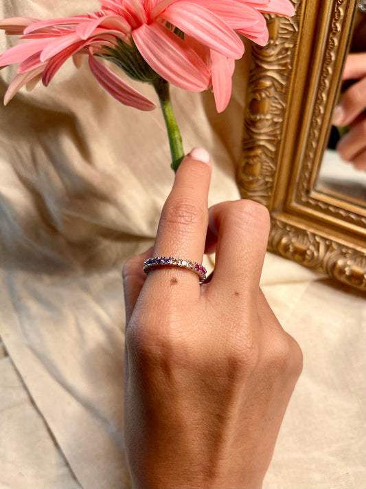 Anillo Zircones Colores Uñas