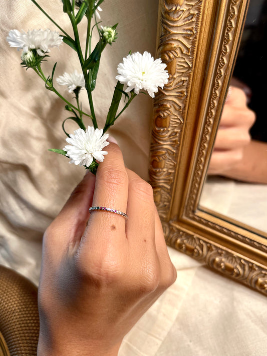 Anillo Zircones Colores Fina