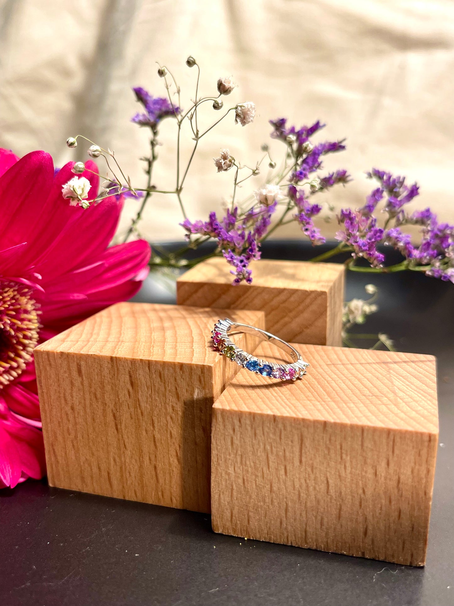 Anillo Zircones Colores