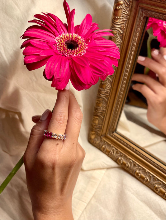 Anillo Zircones Colores Ovalados
