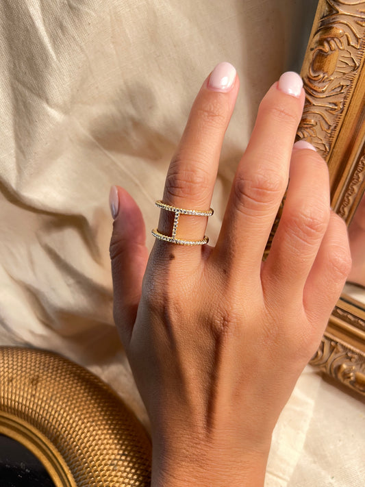 Anillo Zircones 2 Lineas