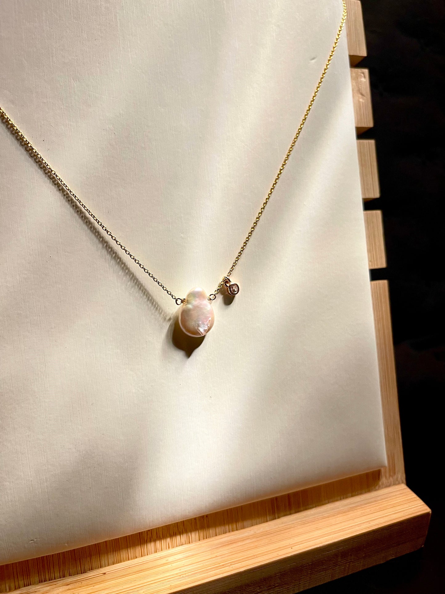 Cadena Perla Moneda Zircon