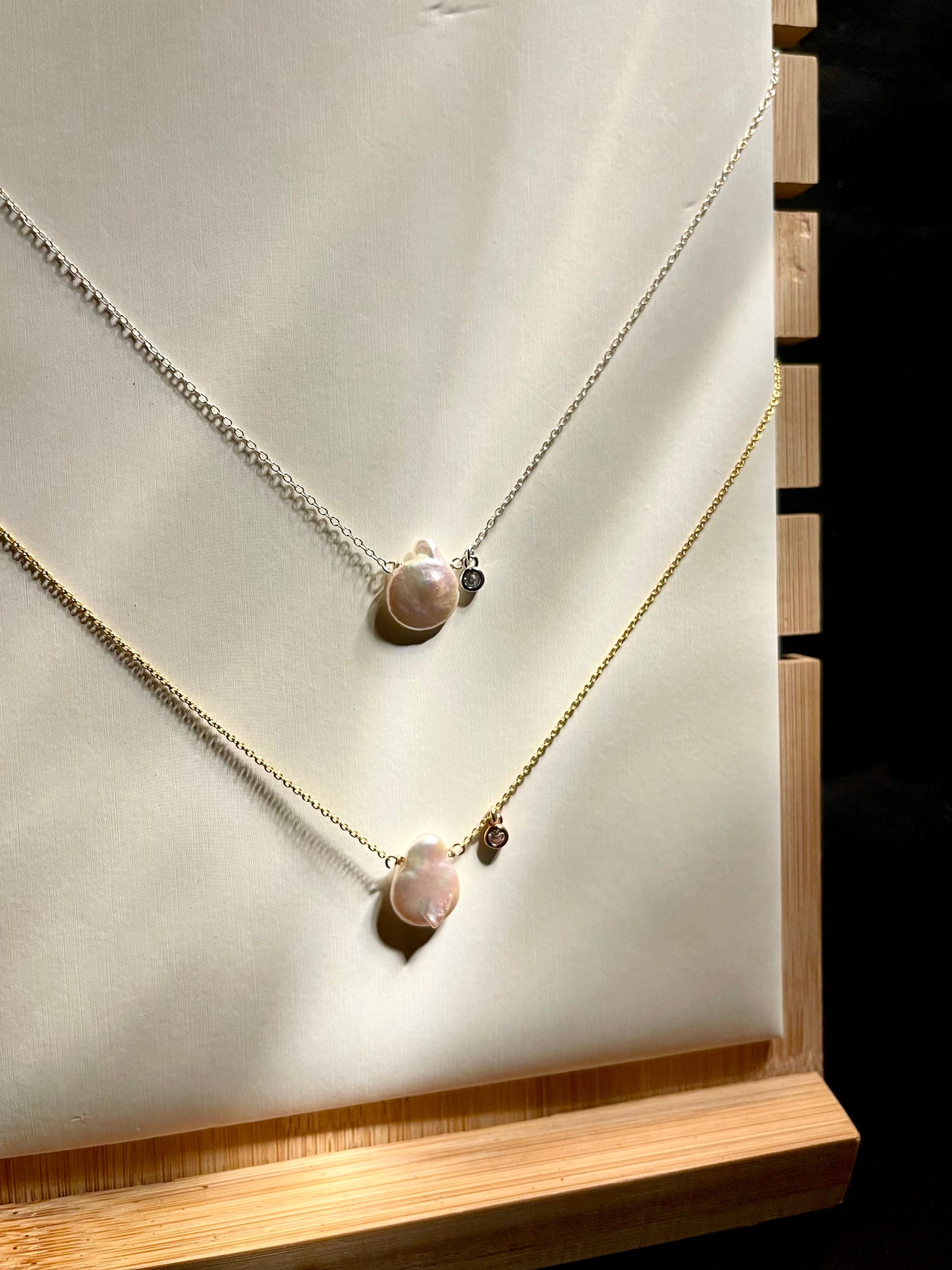 Cadena Perla Moneda Zircon