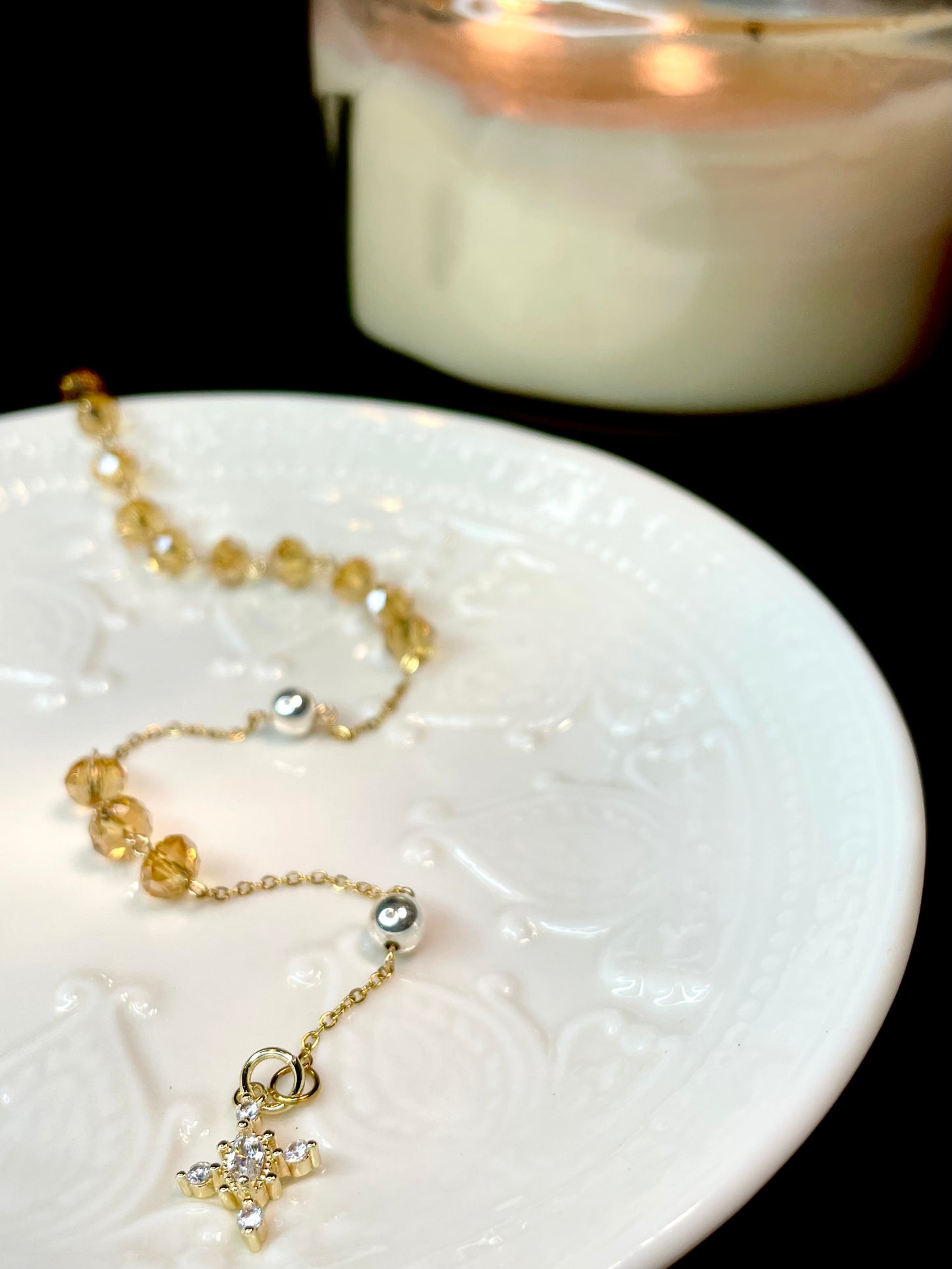 Pulso Rosario Cristal Dorado