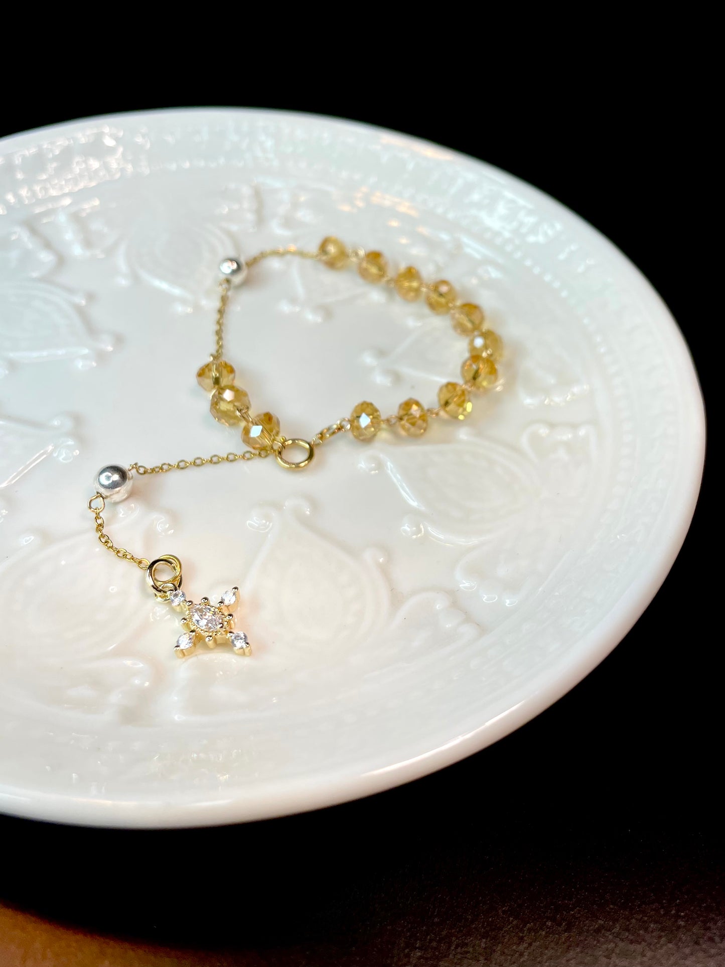 Pulso Rosario Cristal Dorado