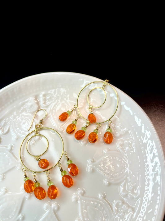 Arete Patente Cristal Naranja