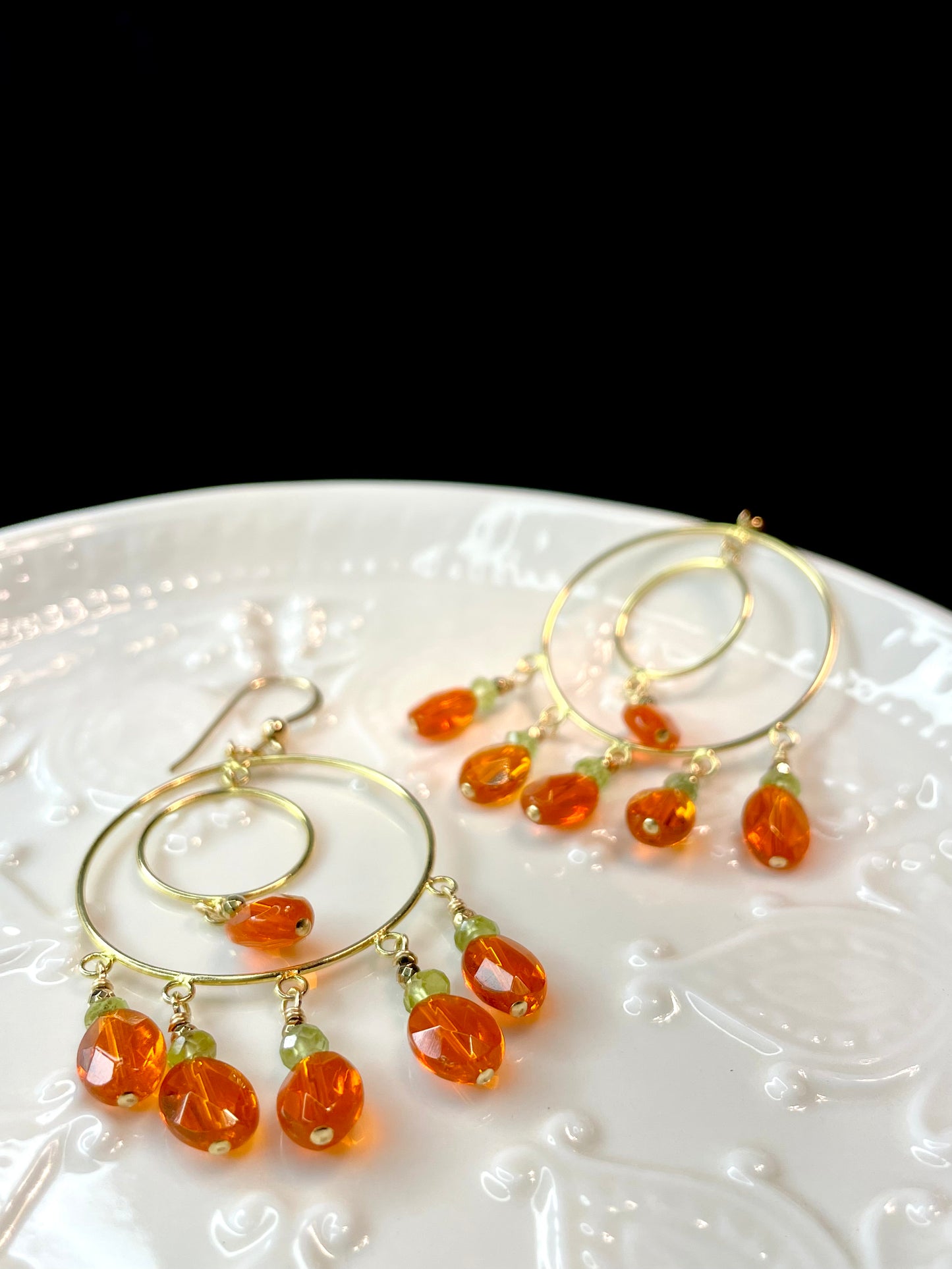 Arete Patente Cristal Naranja