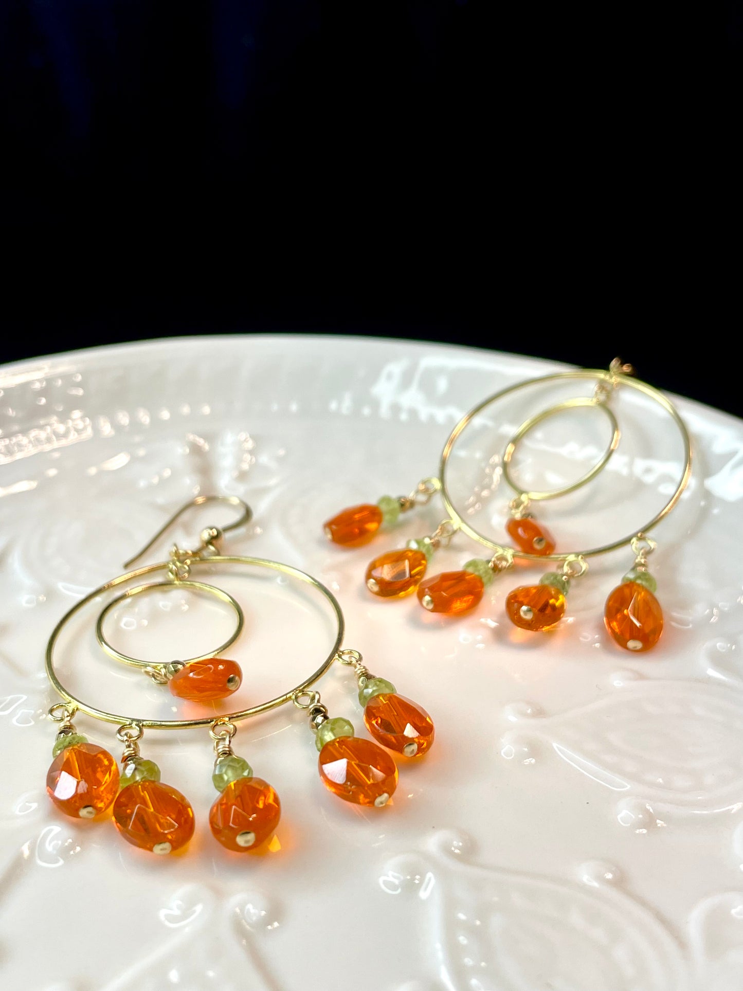 Arete Patente Cristal Naranja