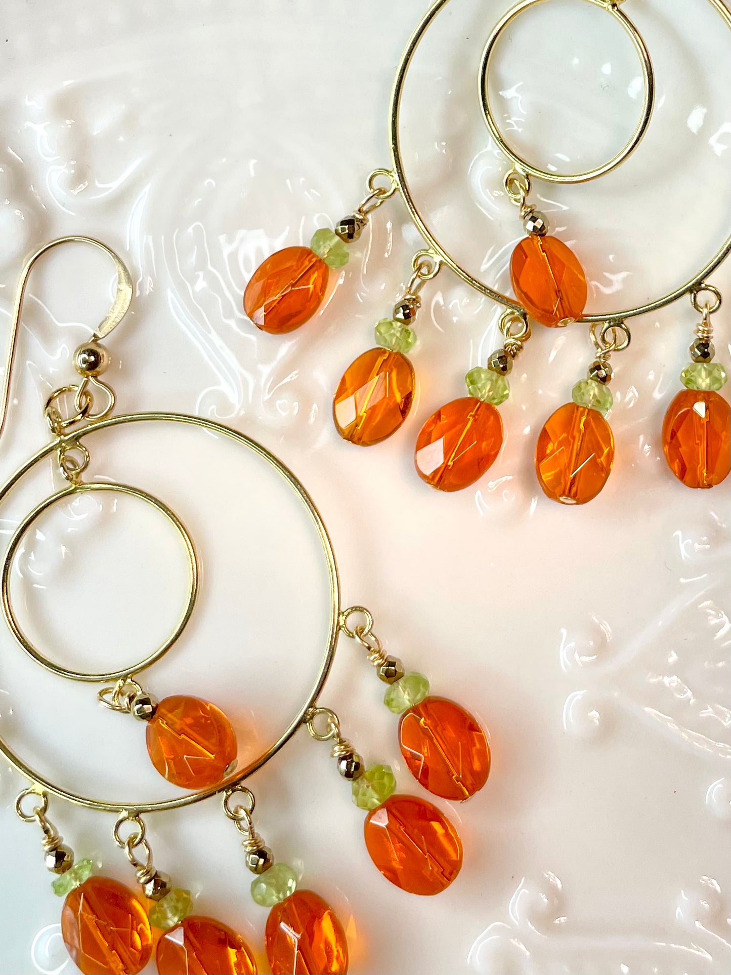 Arete Patente Cristal Naranja