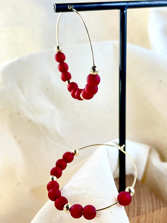 Arete Argolla Resina Roja