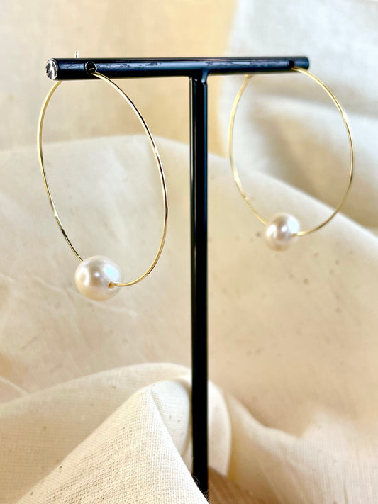 Arete Argolla Perla Blanca