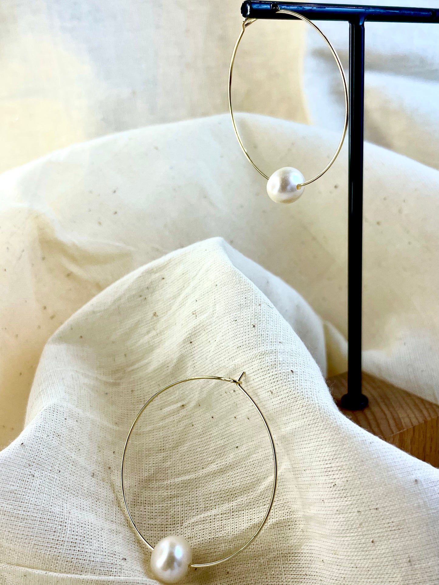 Arete Argolla Perla Blanca