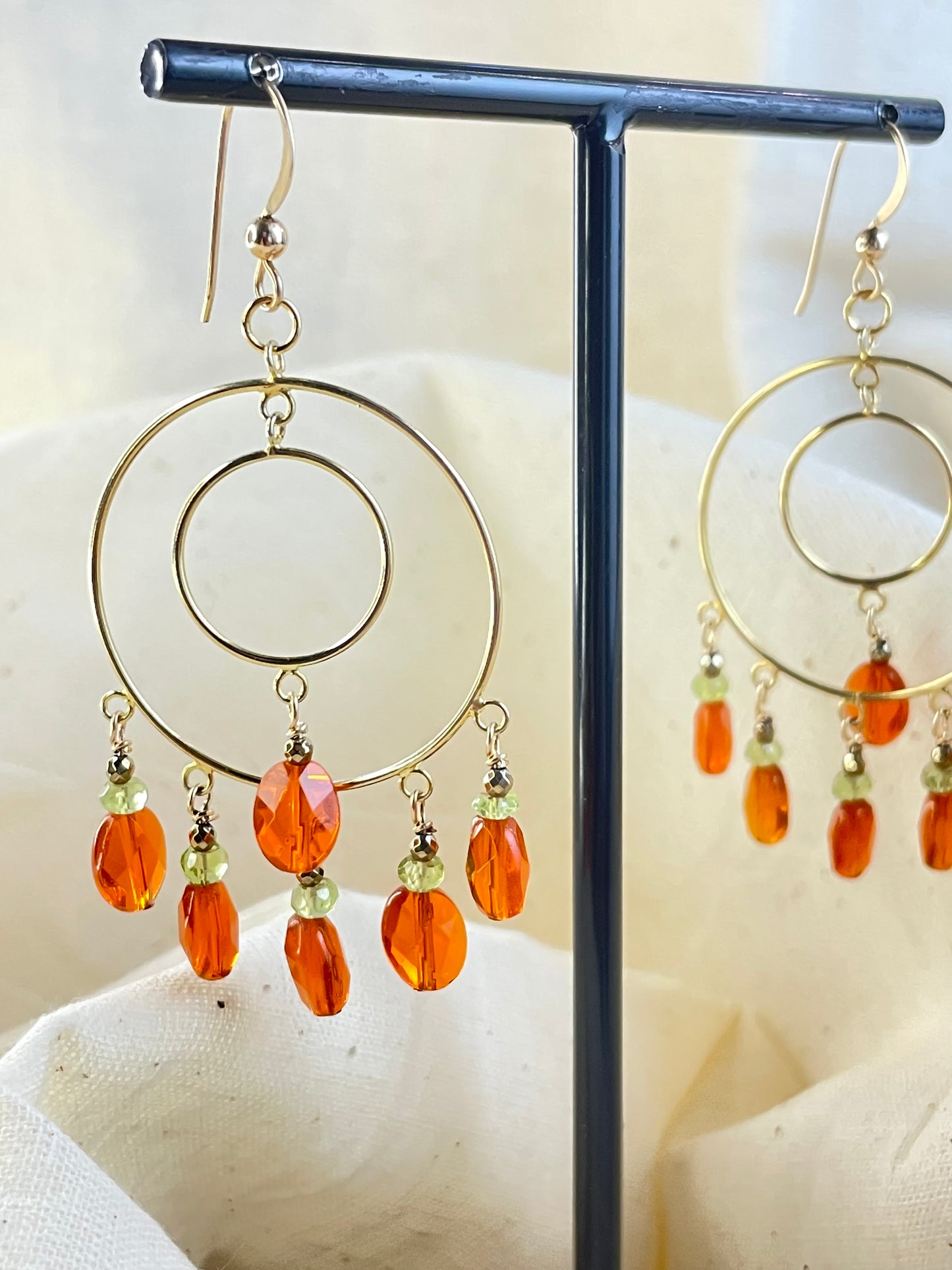 Arete Patente Cristal Naranja