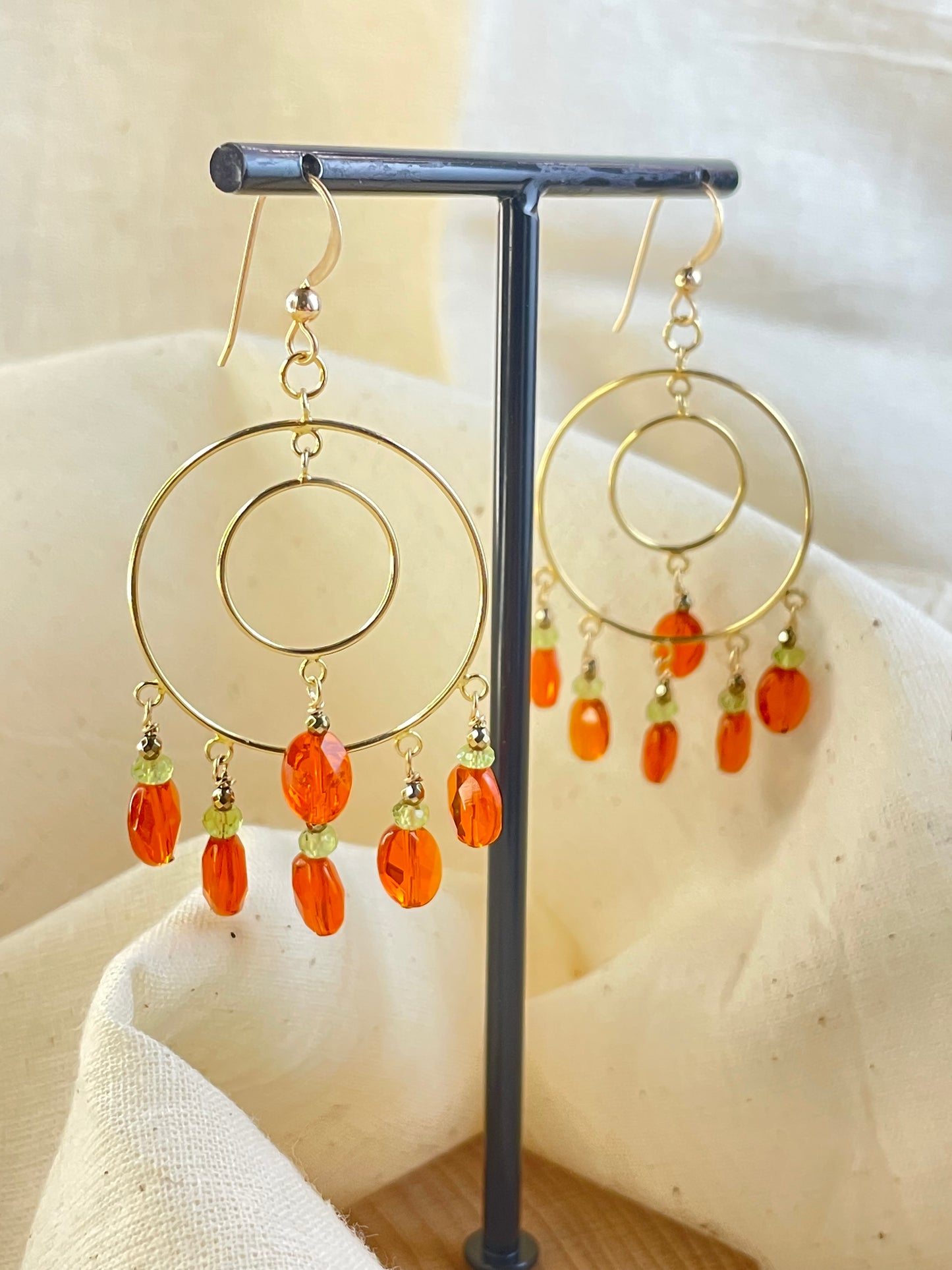 Arete Patente Cristal Naranja