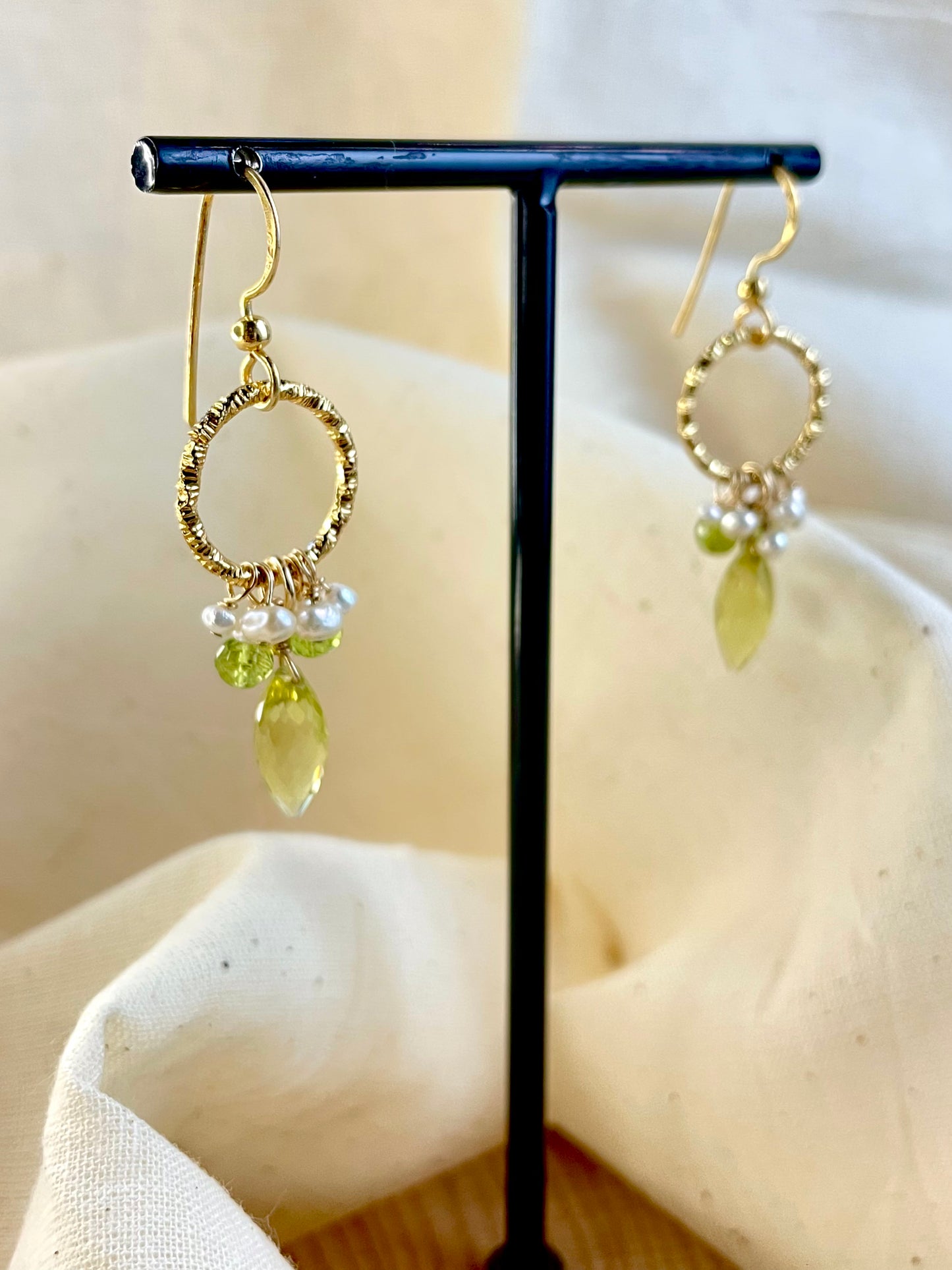 Arete Patente Peridot Perla
