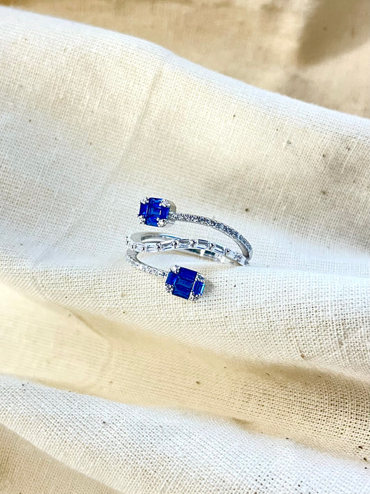 Anillo Zircones Azul
