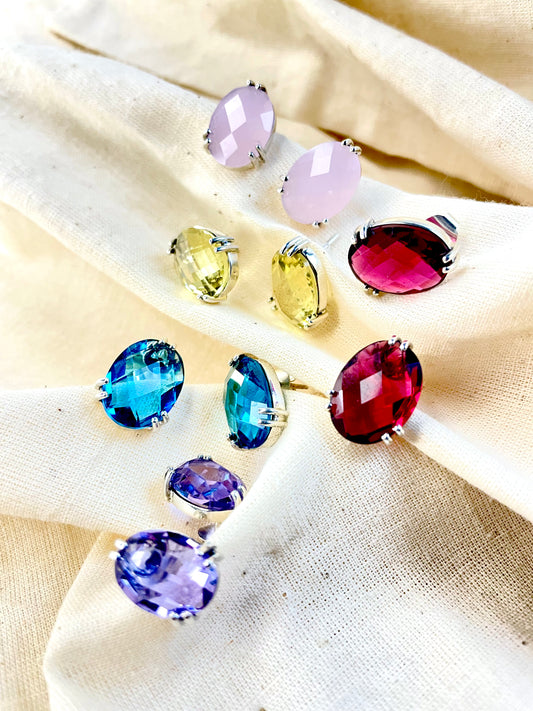 Aretes Stud Cristal Oval