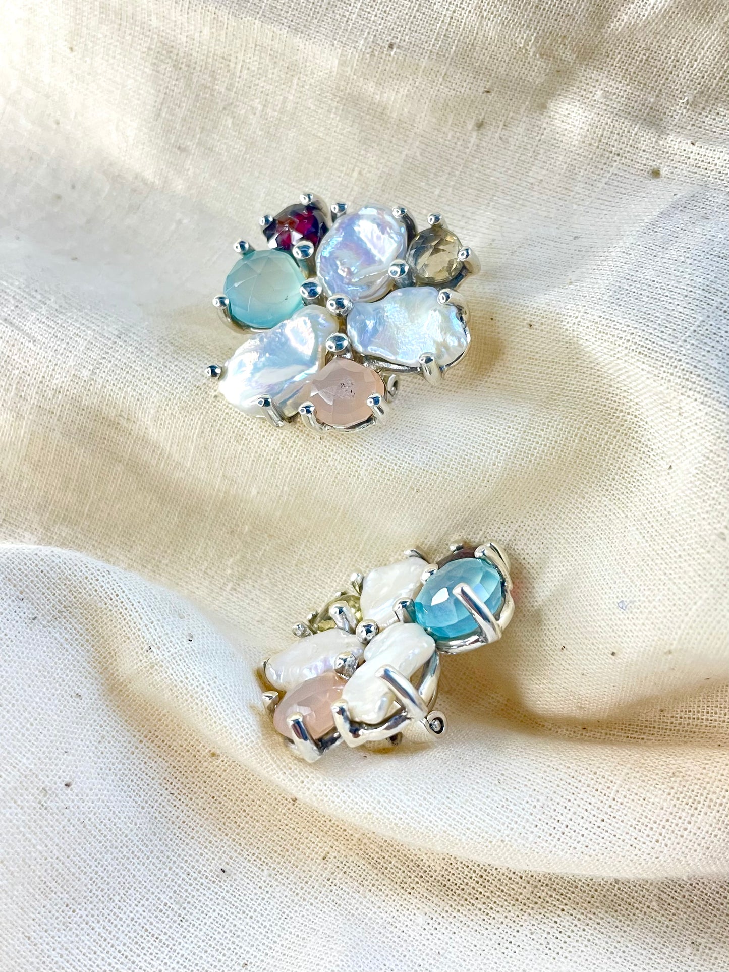 Arete Omega Perla Piedras
