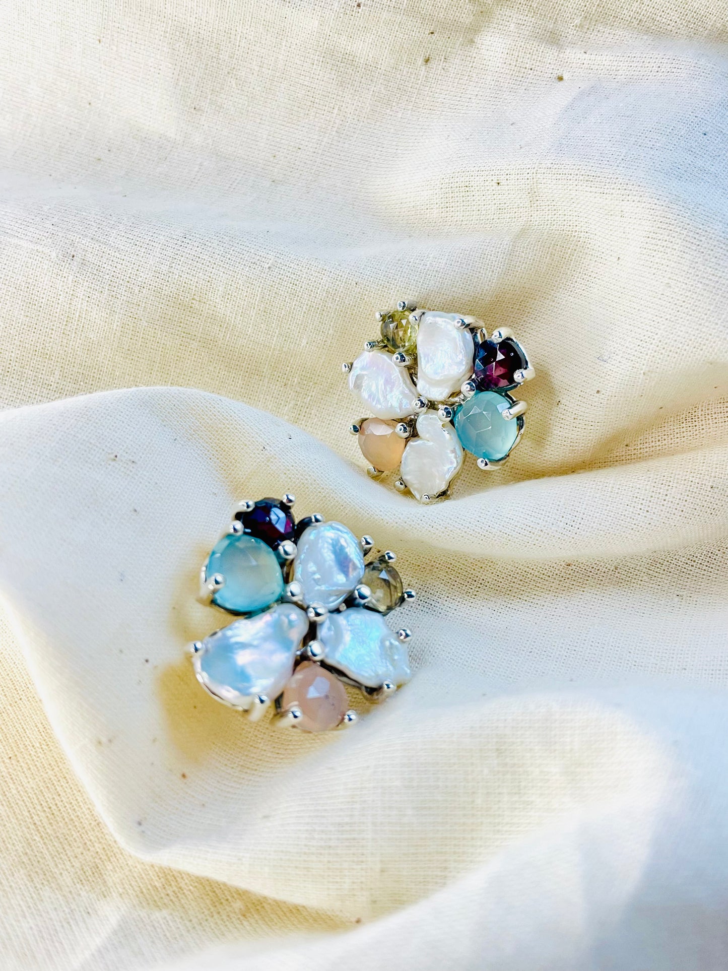 Arete Omega Perla Piedras