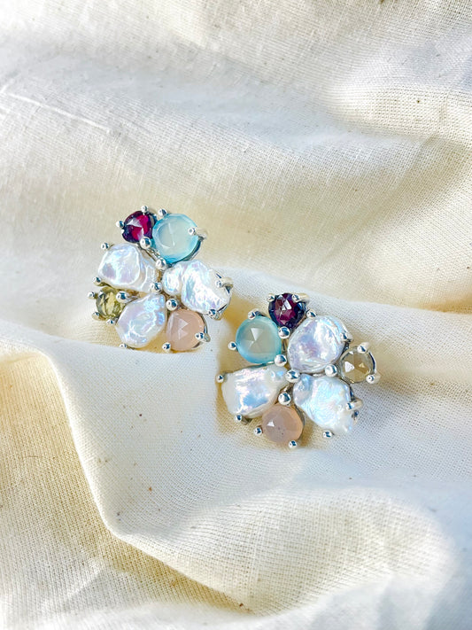 Arete Omega Perla Piedras