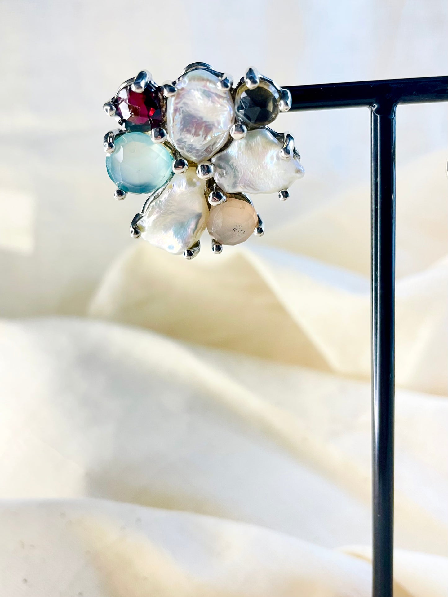 Arete Omega Perla Piedras