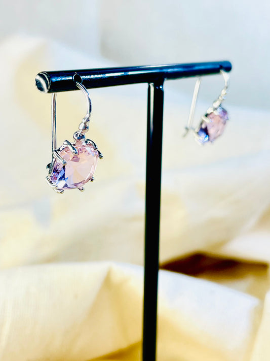 Arete Cierre Seguro Cristal Rosado