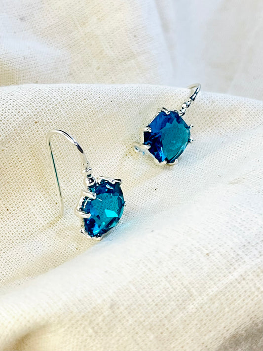 Arete Cierre Seguro Cristal Turquesa