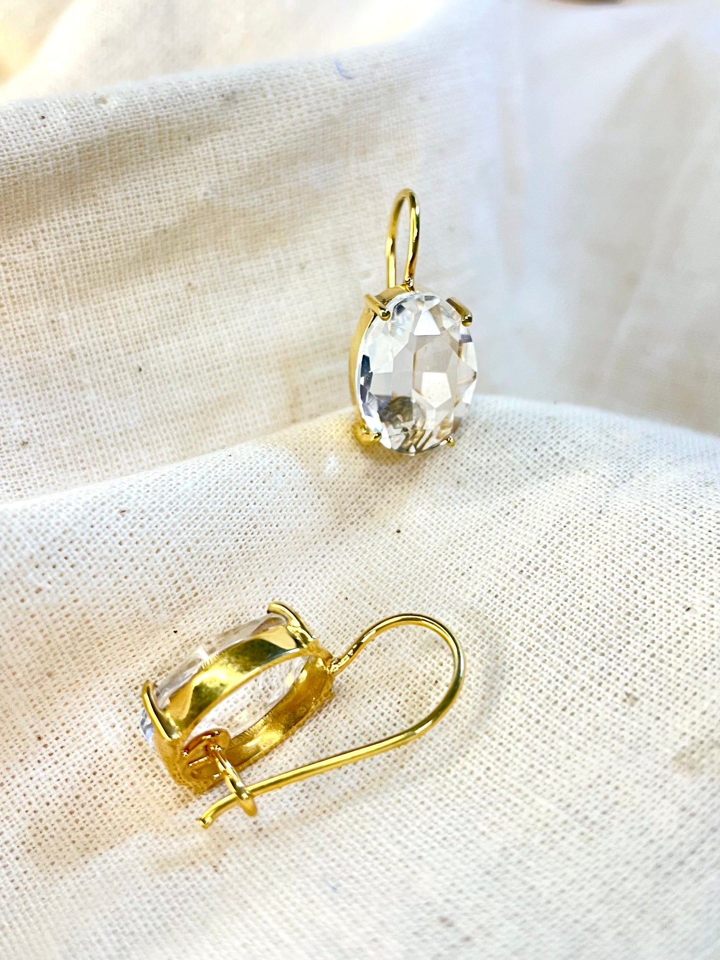 Arete Cierre Seguro Cristal Transparente