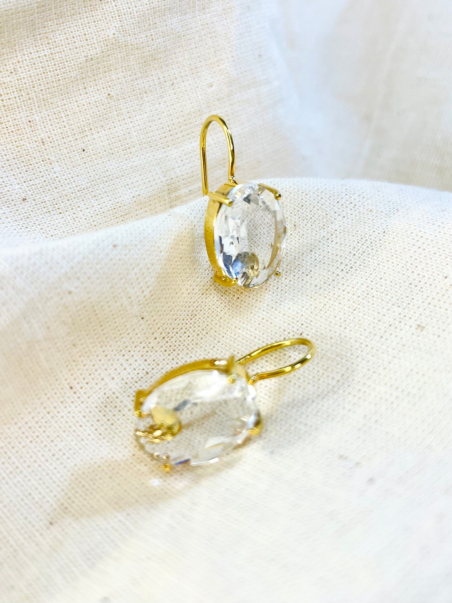 Arete Cierre Seguro Cristal Transparente