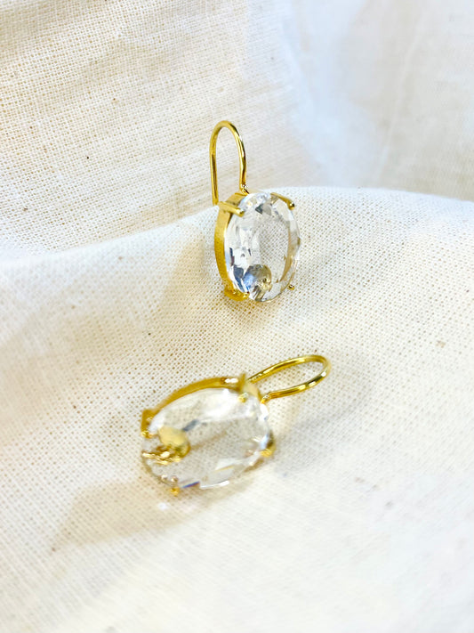Arete Cierre Seguro Cristal Transparente