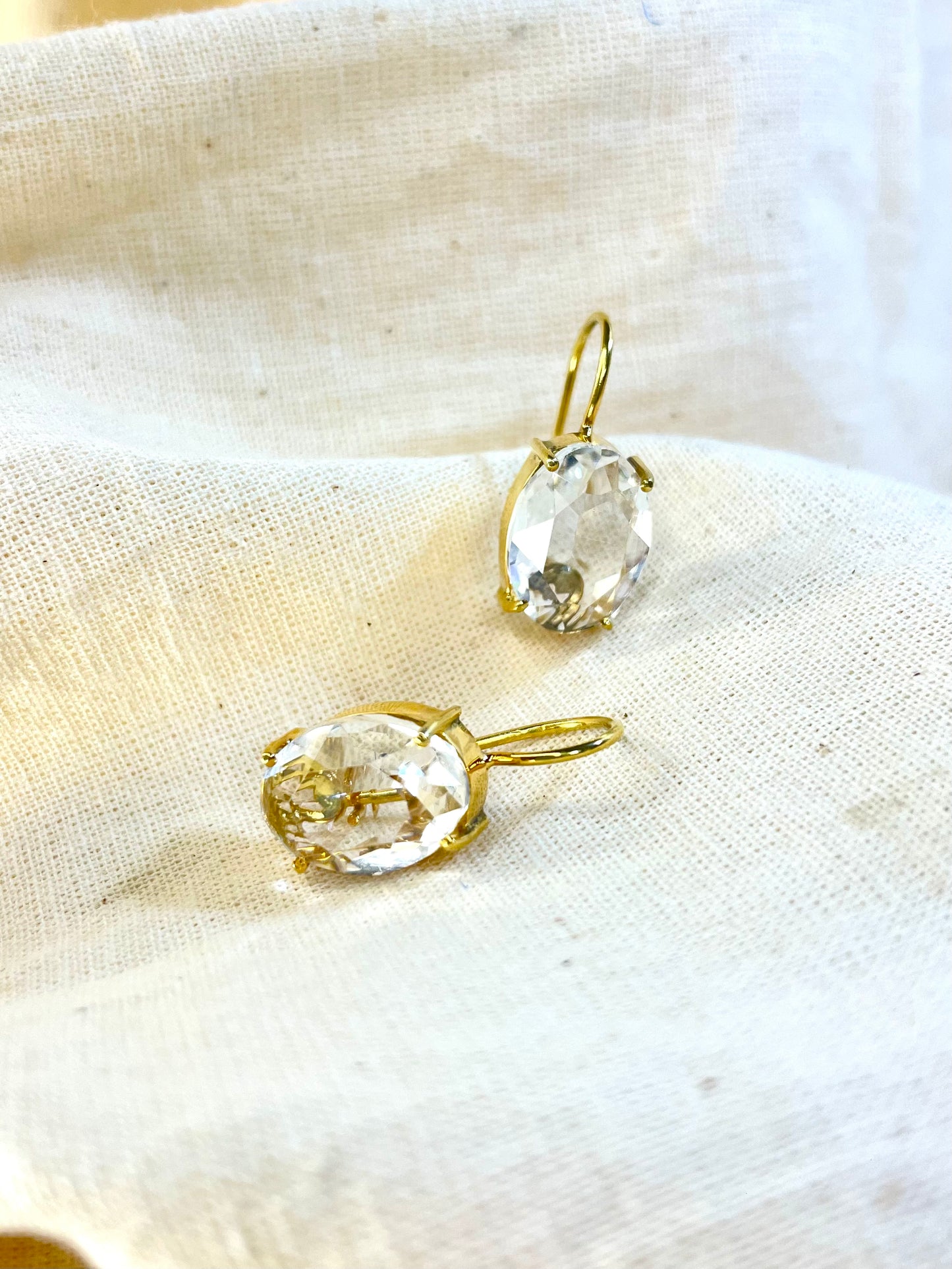 Arete Cierre Seguro Cristal Transparente