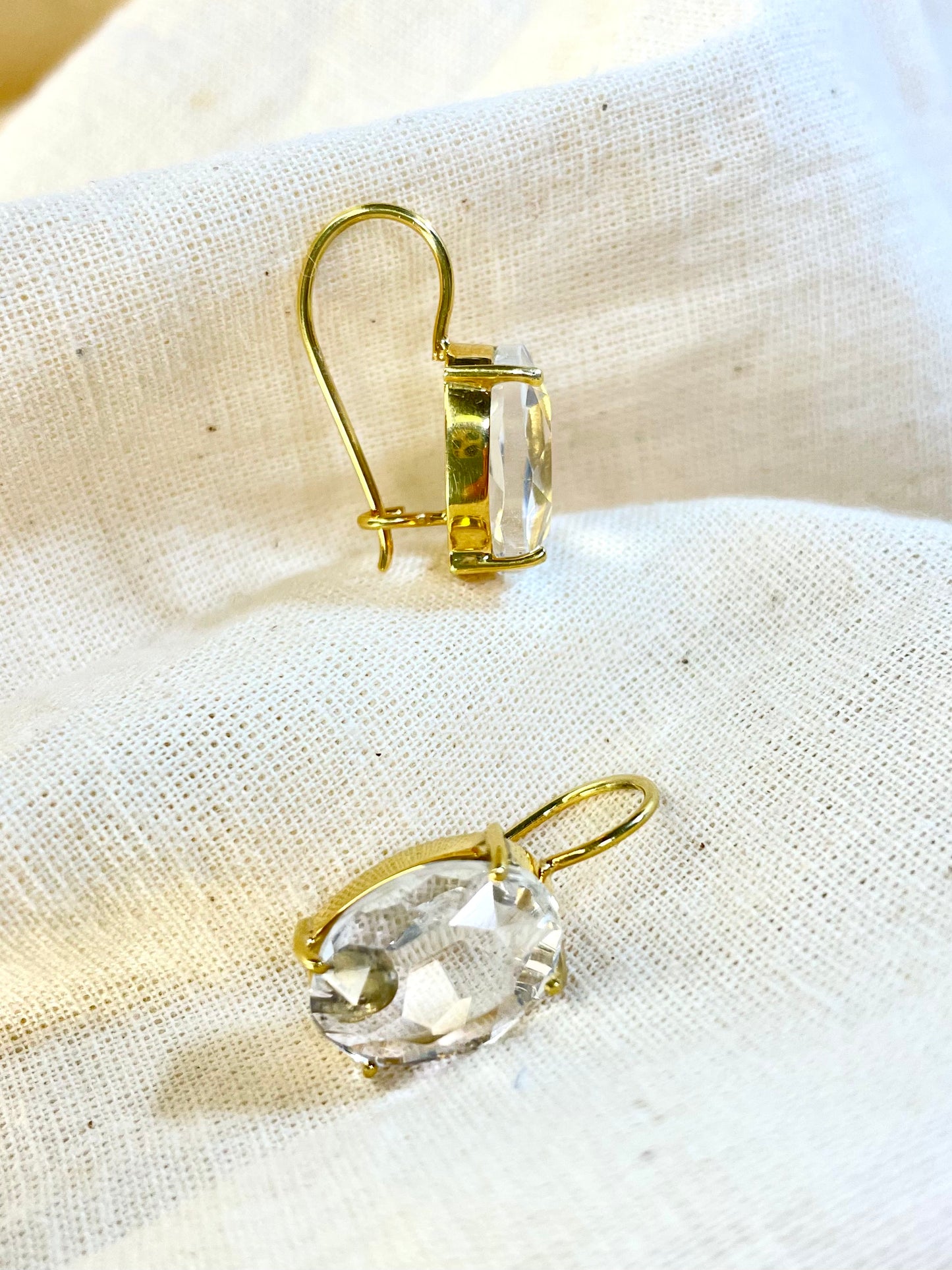 Arete Cierre Seguro Cristal Transparente