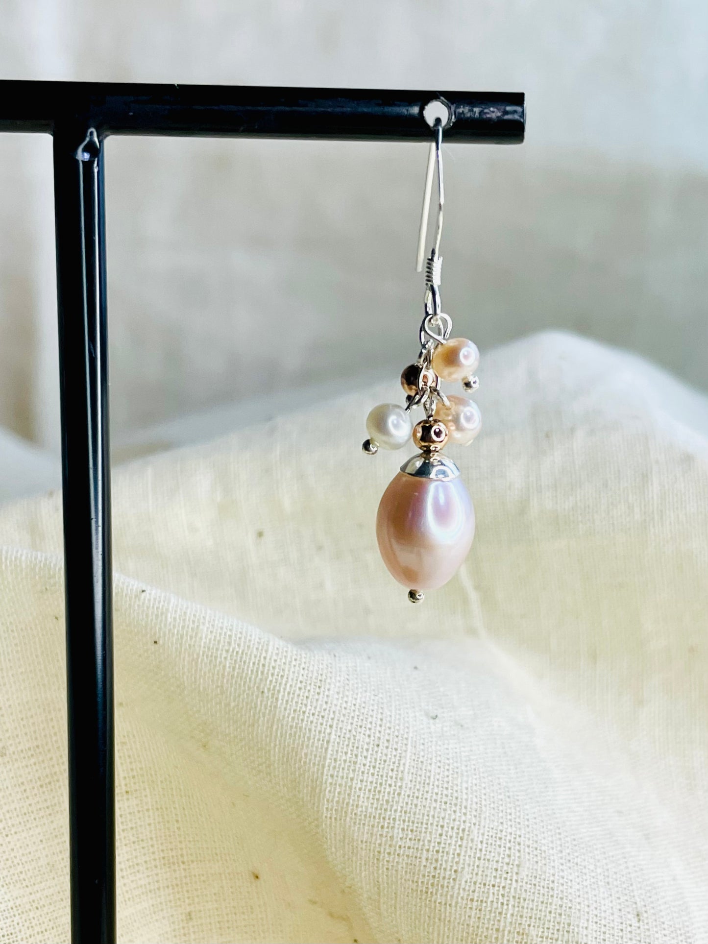 Arete Patente Perlas Peach