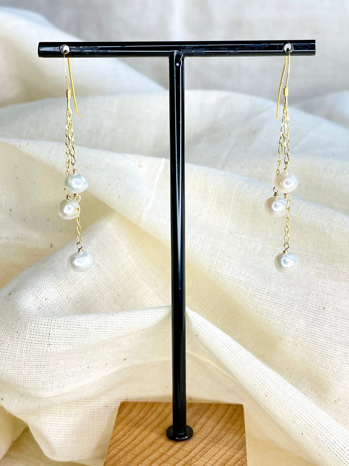 Arete Patente Perlas Blancas