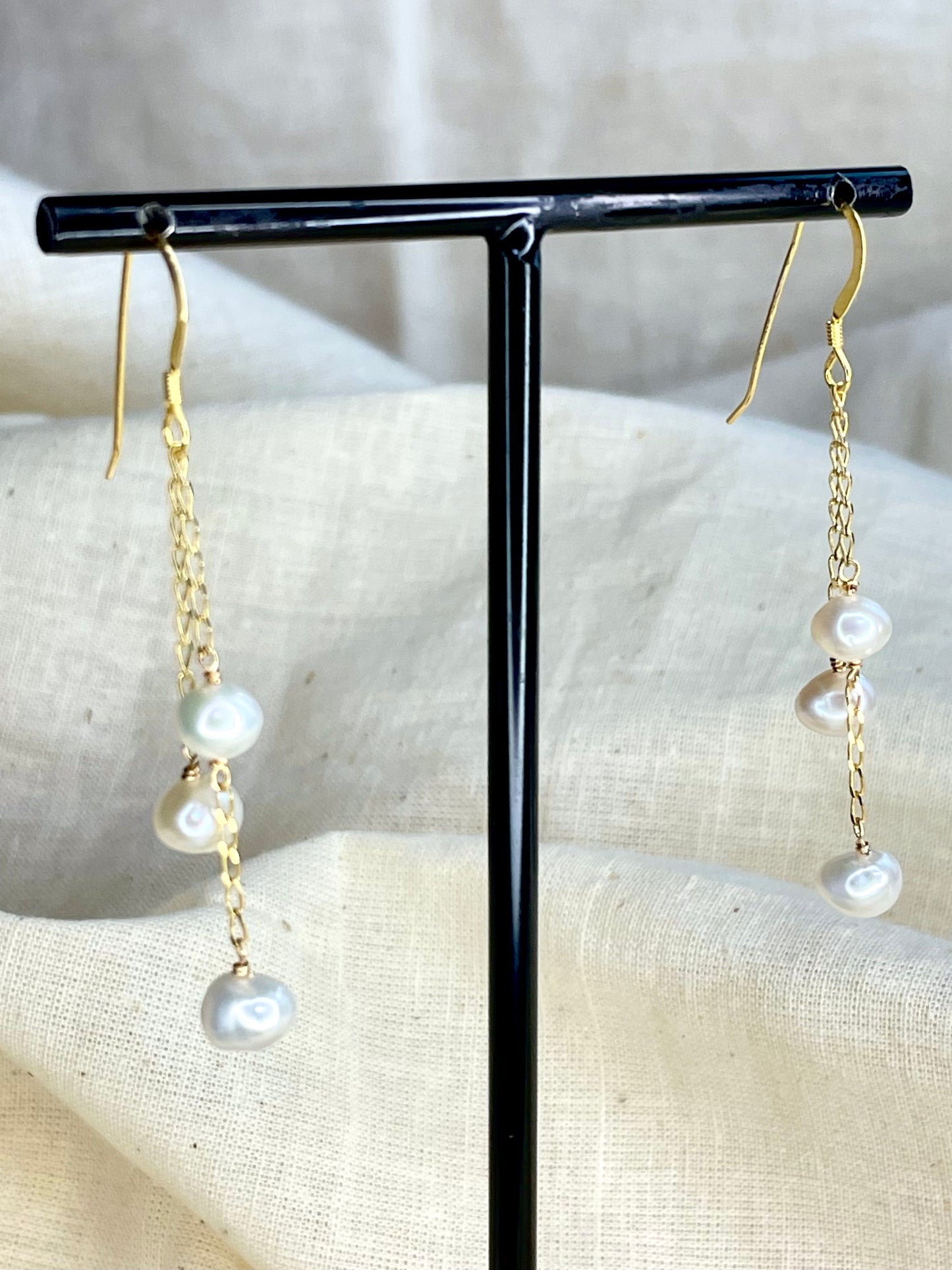 Arete Patente Perlas Blancas