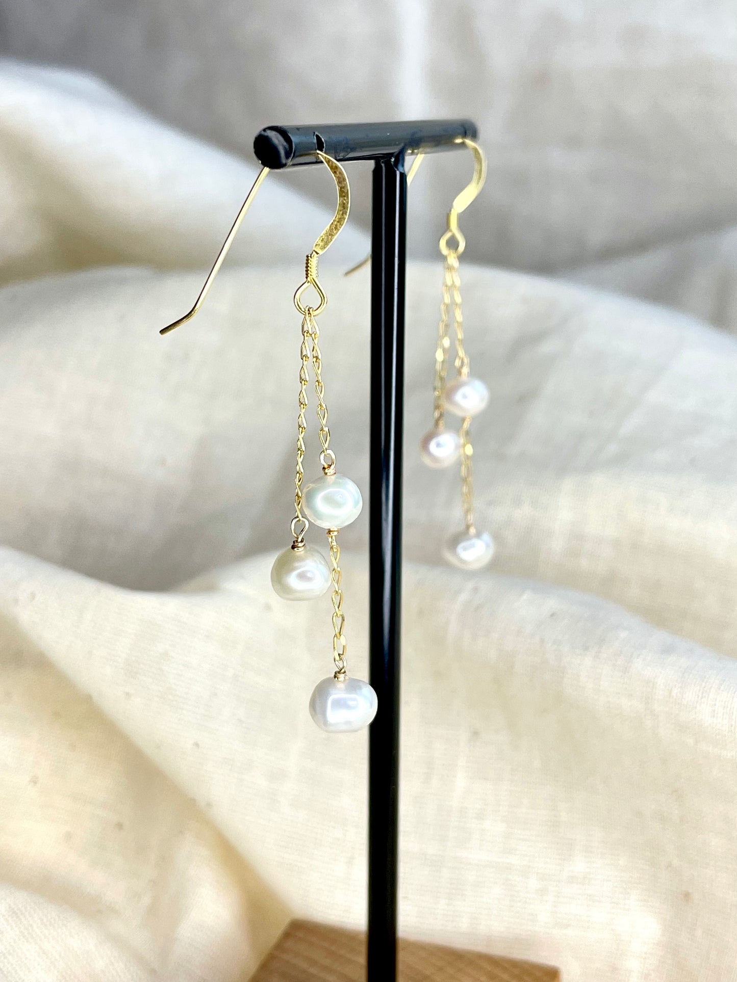 Arete Patente Perlas Blancas