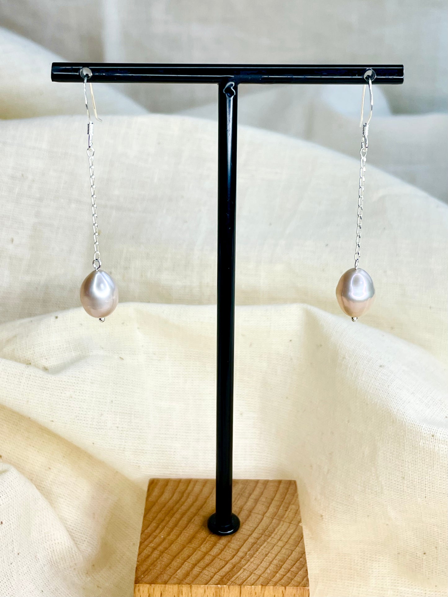 Arete Patente Perla Peach