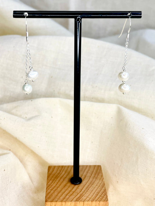 Arete Patente Perlas Blancas