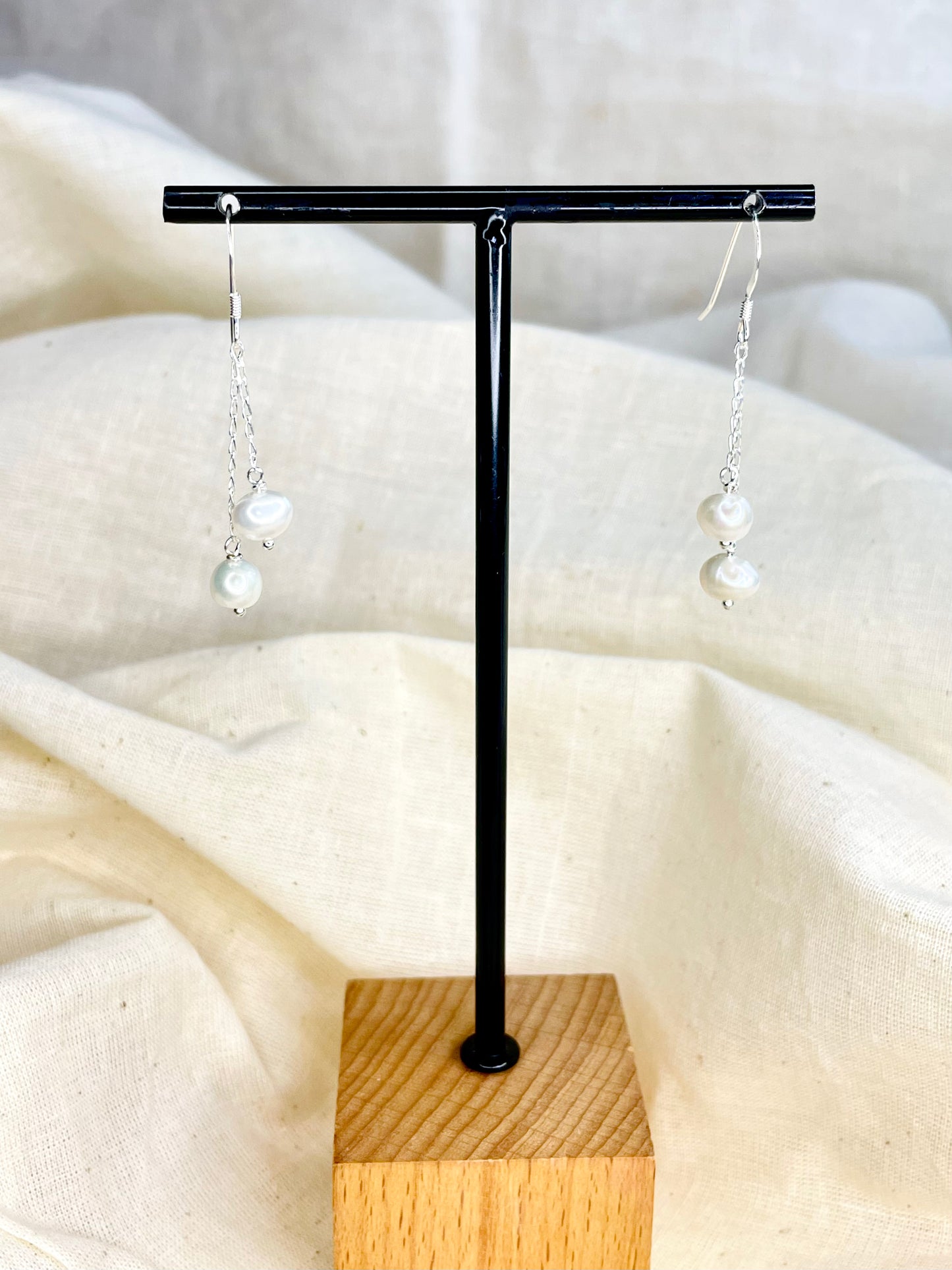 Arete Patente Perlas Blancas