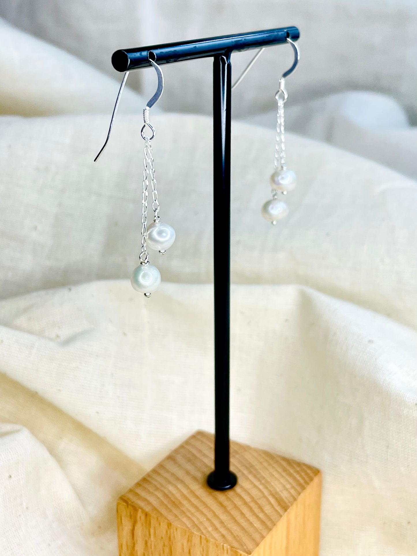 Arete Patente Perlas Blancas