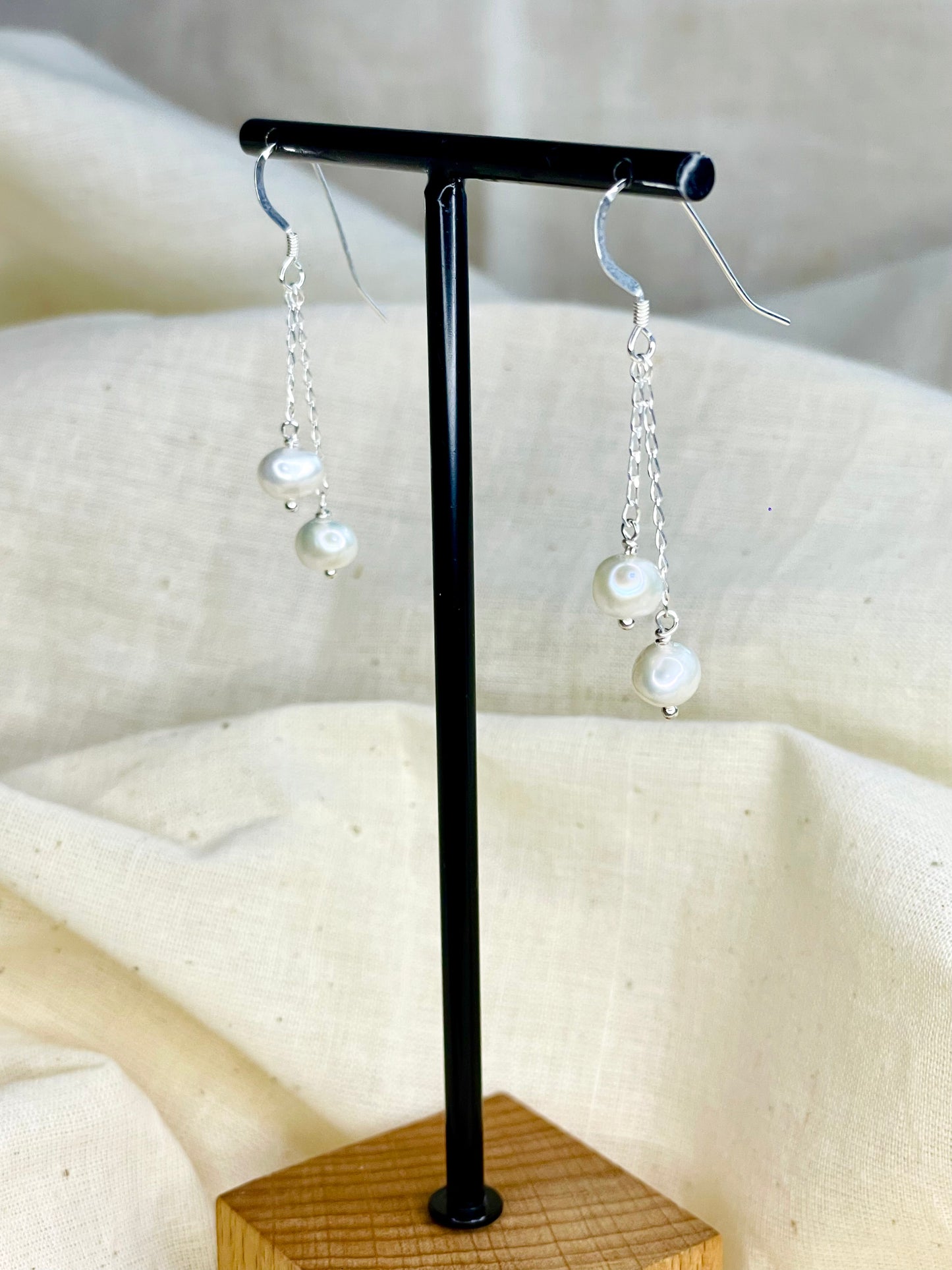 Arete Patente Perlas Blancas